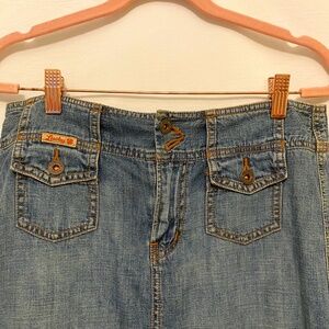 Lucky Brand jeans skirt medium denim longer than knee w tags! size 27